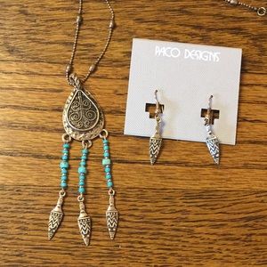 Cool unique antique rose gold turquoise set